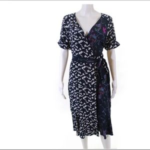 24 HR PRICE DROP! Tanya Taylor silk wrap dress floral short sleeve midi 10 NWT